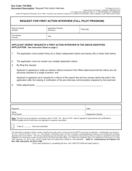 Form PTO/SB/413C Request for First Action Interview (Full Pilot Program)