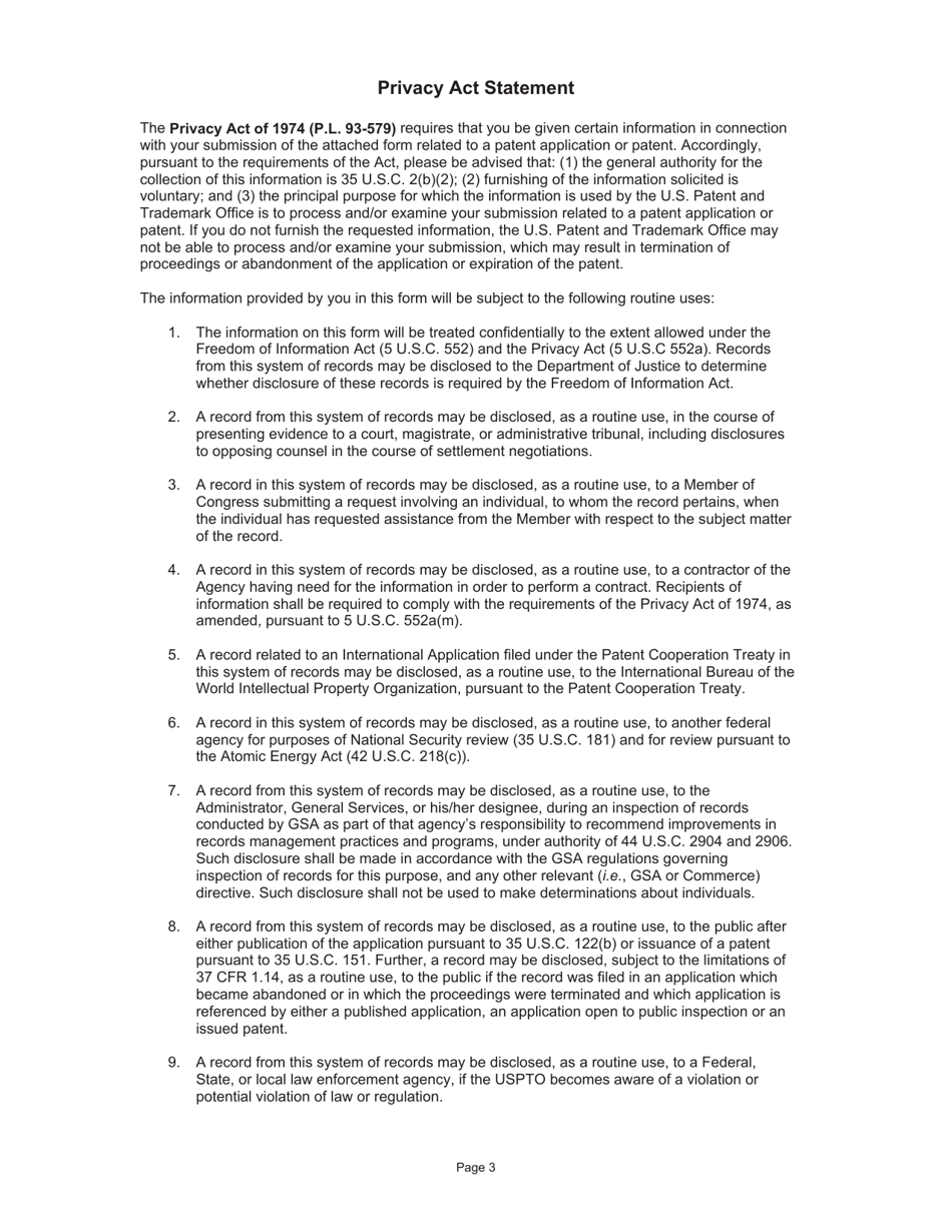 Form PTO / SB / 413C Request for First Action Interview (Full Pilot Program), Page 3