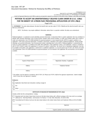 Form PTO/SB/445 Petition to Accept an Unintentionally Delayed Claim Under 35 U.s.c. 119(E) for the Benefit of a Prior-Filed Provisonal Application (37 Cfr 1.78(C)), Page 2