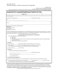 Form PTO/SB/64PCT Petition for Revival of an International (Pct) Application for Patent Designating the U.S. Abandoned Unintentionally Under 37 Cfr 1.137(A)