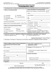 Document preview: Form PTO-1594 Recordation Form Cover Sheet (For Trademarks Only)