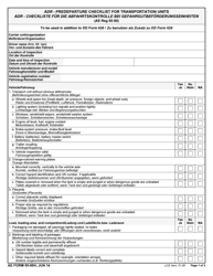 Document preview: AE Form 55-50H Adr - Predeparture Checklist for Transportation Units/Adr (English/German)