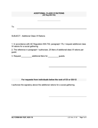 Document preview: AE Form 600-702F Additional Class VI Rations