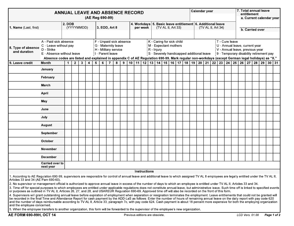 AE Form 690-99H Download Fillable PDF or Fill Online ...