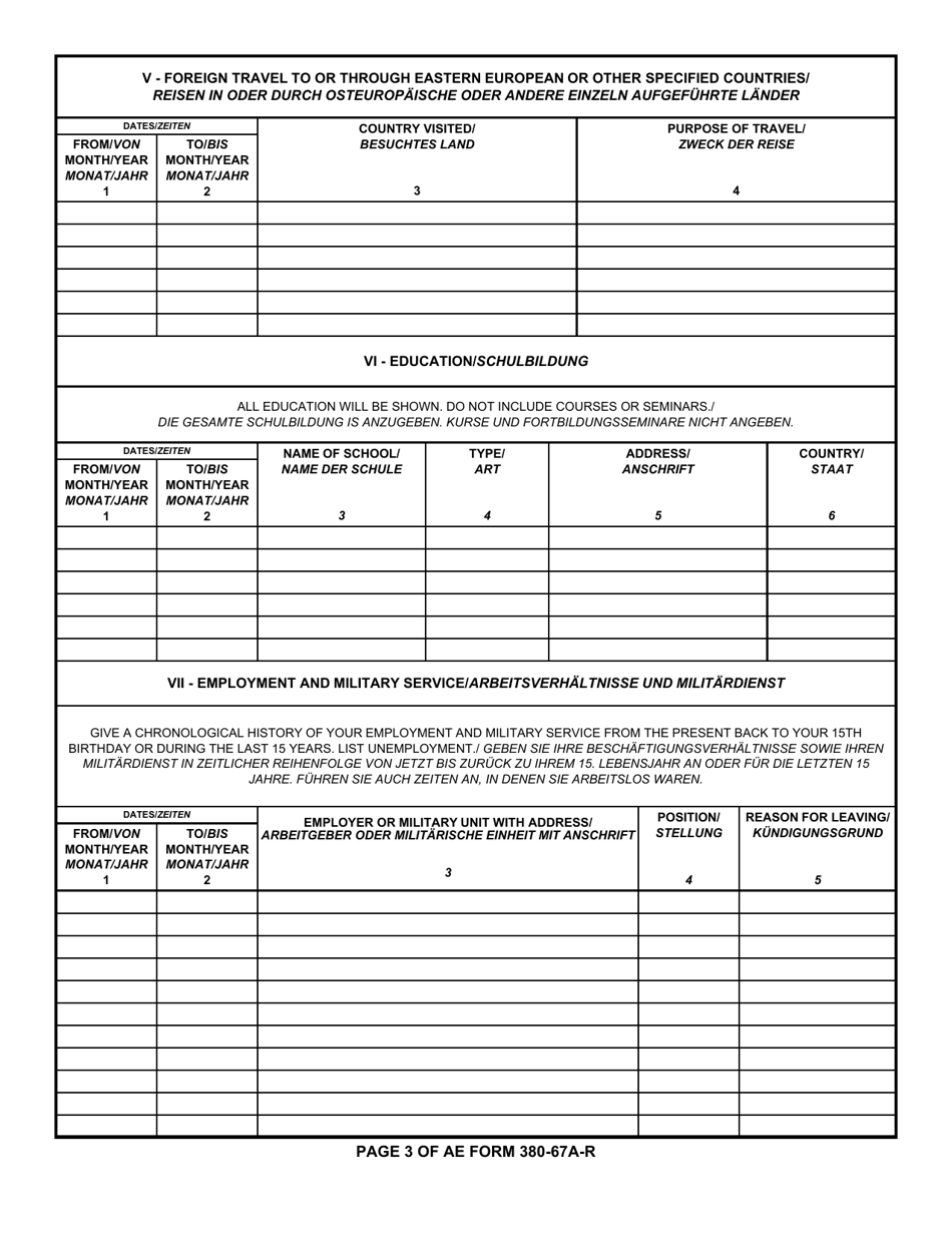 AE Form 380-67A-R - Fill Out, Sign Online and Download Printable PDF ...