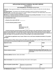 Document preview: AE Form 600-8-3C Application for Box-R General Delivery Service