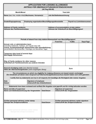 Document preview: AE Form 690-68A Application for Lodging Allowance (English/German)