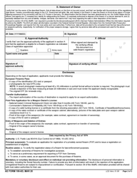 AE Form 190-6D Application for Issuance of a Permit Pursuant to the German Weapons Law (Preapproval Entry)/Application for a License to Acquire a Weapon/Reporting the Acquisition and Transfer of Ownership of a Weapon, Page 2