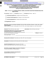 Document preview: AE Form 215-145A Application for Issuance/Renewal of a German Foreigners Hunting License for Members of the U.S. Forces Stationed in Germany (English/German)