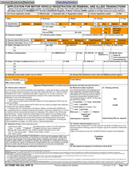 Document preview: AE Form 190-1AA Application for Motor Vehicle Registration or Renewal and Allied Transactions