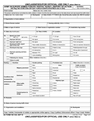 AE Form 190-1AX Army in Europe Armed Forces Traffic Ticket - Report of Action