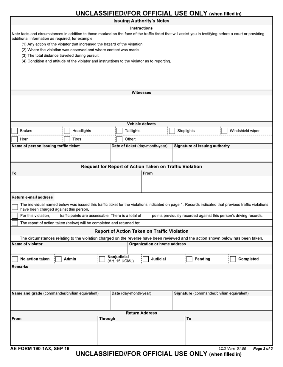 AE Form 190-1AX - Fill Out, Sign Online And Download Fillable PDF ...