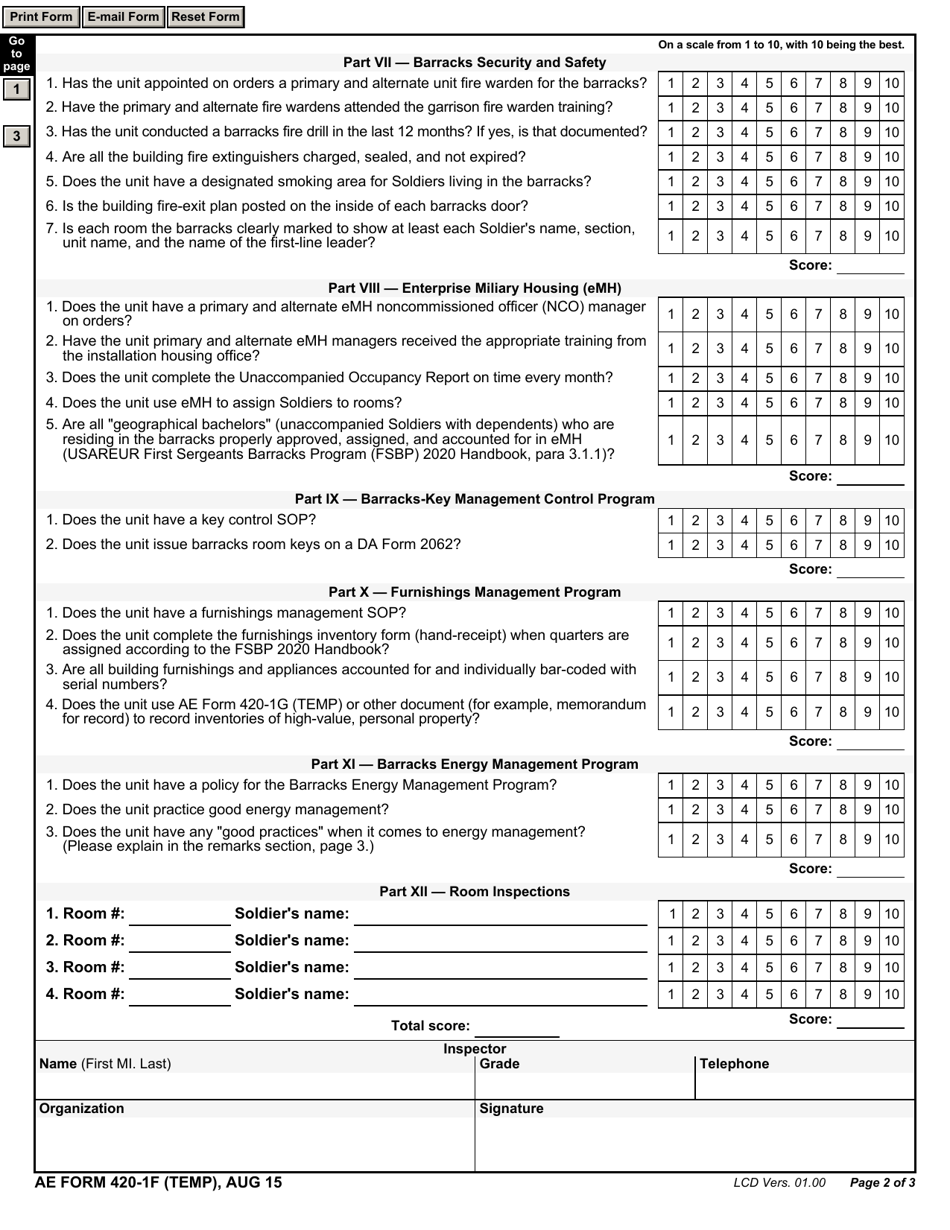 AE Form 420-1F (TEMP) - Fill Out, Sign Online and Download Fillable PDF ...