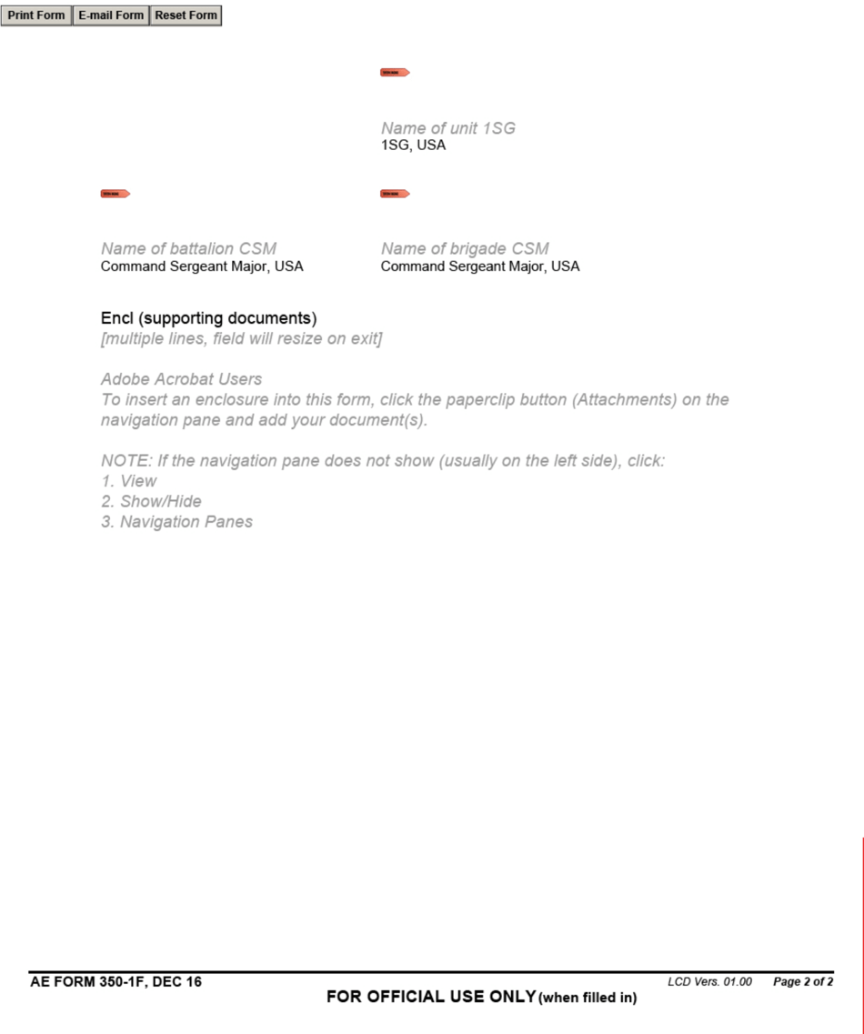 AE Form 350-1F Army Training Requirements and Resources System Reservationreason for Incident, Page 2