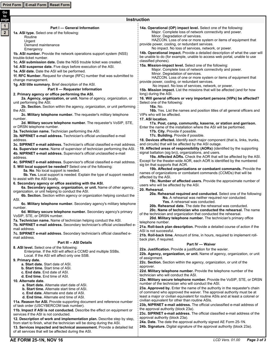 AE Form 25-1N Authorized Service Interruption Request Form, Page 3