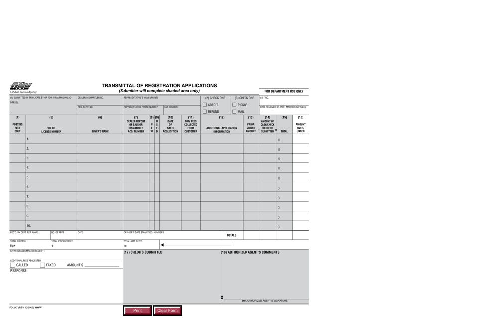 Form FO247  Printable Pdf