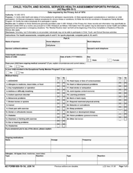 AE Form 608-10-1A Child, Youth, and School Services Health Assessment/Sports Physical