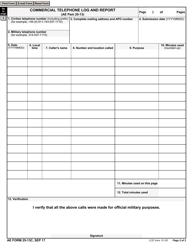 AE Form 25-13C Commercial Telephone Log and Report, Page 2