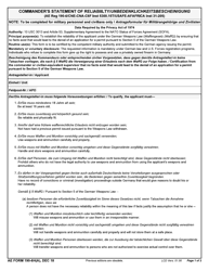 AE Form 190-6H(A) Commander&#039;s Statement of Reliabiilty (English/German)