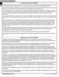 AE Form 690-99J Claim Record and Voucher for 1-day Duty Travel and Duty Trips (English/German), Page 2