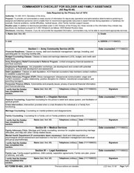 Document preview: AE Form 55-46A Commander's Checklist for Soldier and Family Assistance