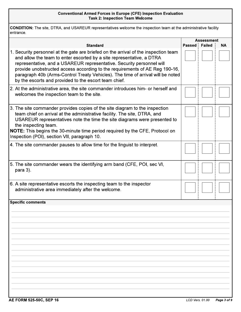 AE Form 525-50C Conventional Armed Forces in Europe (Cfe) Inspection Evaluation, Page 3