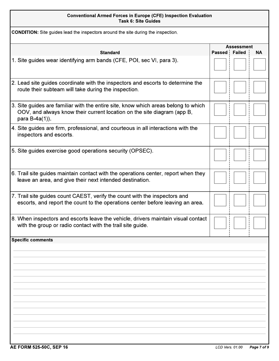 AE Form 525-50C Conventional Armed Forces in Europe (Cfe) Inspection Evaluation, Page 7