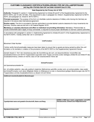 Document preview: AE Form 550-175G Customs Clearance Certificate (English/German)