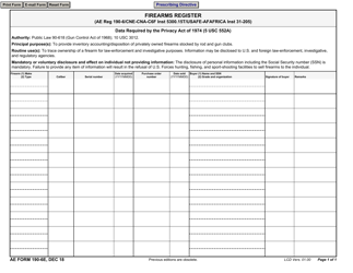 Document preview: AE Form 190-6E Firearms Register