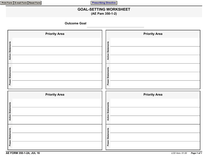 Goal setting worksheets for adults
