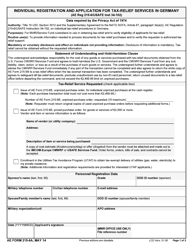 AE Form 215-6A Individual Registration and Application for Tax-Relief Services in Germany
