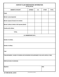 Document preview: AE Form 360-90A Kontakt Club Demographic Information