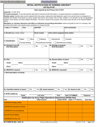 Document preview: AE Form 95-40C Initial Notification of Downed Aircraft