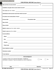 AE Form 190-16G Installation Access Redress Application, Page 2