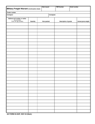 AE Form 55-355F Military Freight Warrant, Page 2