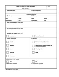 Document preview: AE Form 385-7A-R Qualitative Fit-Test Record