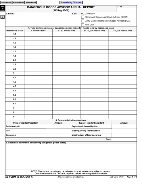 AE Form 55-50A  Printable Pdf
