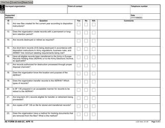 AE Form 25-400-2C Records Management Staff Assessment Visit, Page 2