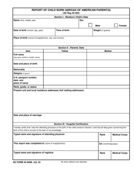 Document preview: AE Form 40-400B Report of Child Born Abroad of American Parent(S)