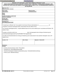 Document preview: AE Form 690-99E Request for Additional Leave Entitlements Pursuant to the Sozialgesetzbuch IX (Social Security Code IX) Part 2 (Severely Handicapped Persons' Law) (English/German)