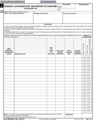 Document preview: AE Form 690-110A Request, Authorization, and Report of Overtime