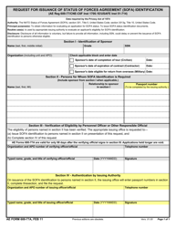 Document preview: AE Form 600-77A Request for Issuance of Status of Forces Agreement (Sofa) Identification