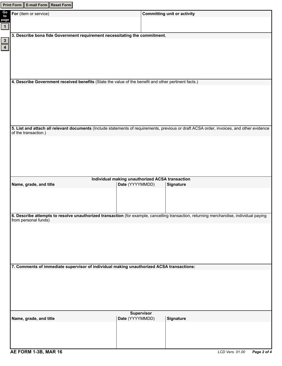 AE Form 1-3B - Fill Out, Sign Online and Download Fillable PDF ...