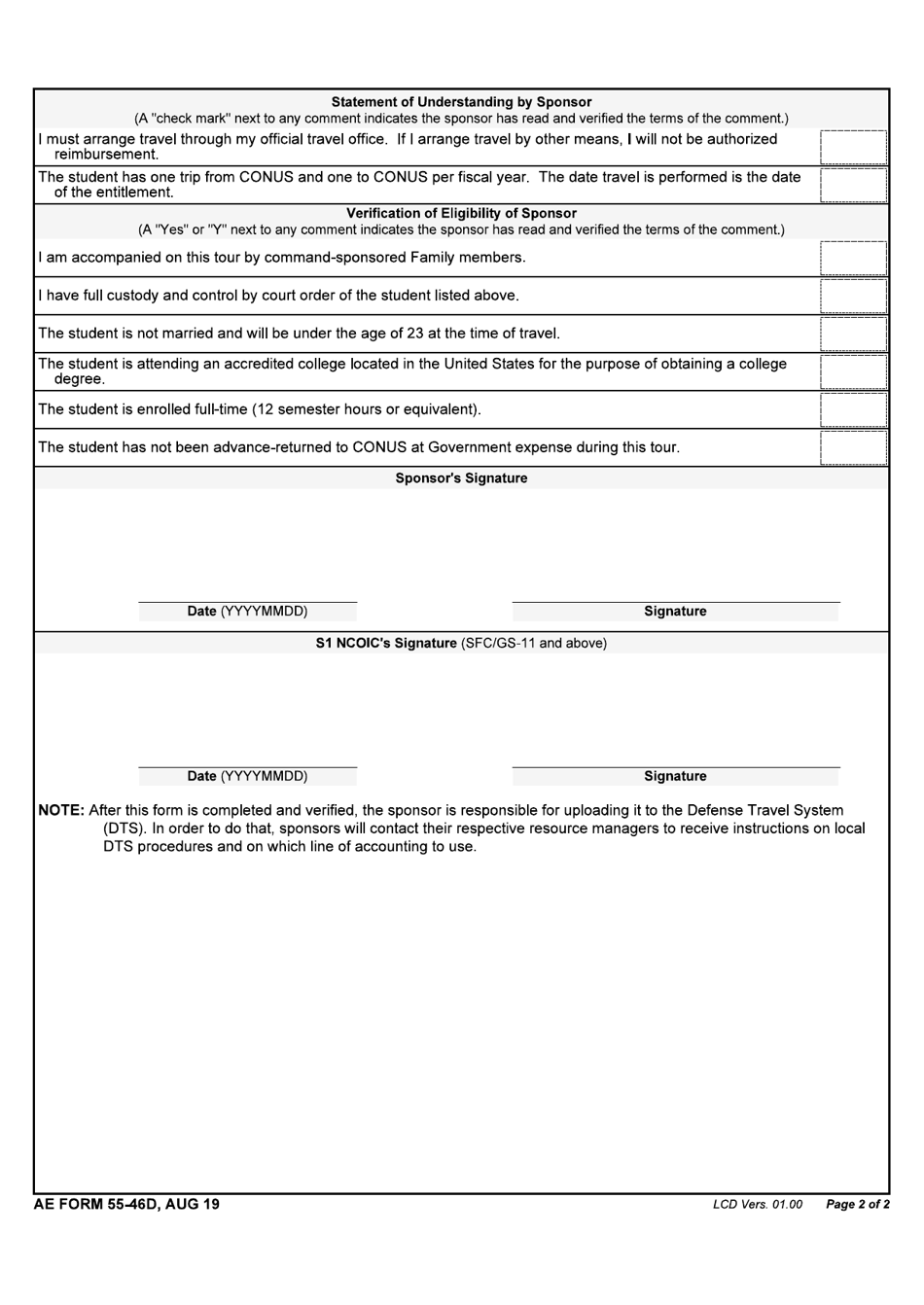 AE Form 55-46D - Fill Out, Sign Online And Download Fillable PDF ...