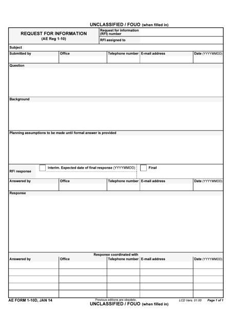 AE Form 1-10D Request for Information