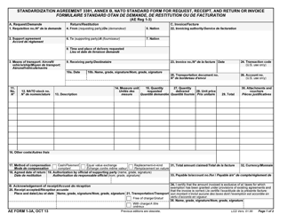 Document preview: AE Form 1-3A Annex B NATO Standard Form for Request, Receipt, and Return or Invoice (English/French)