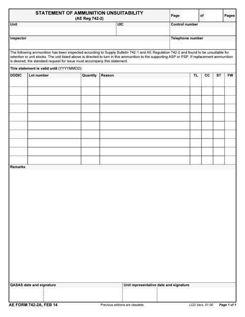 AE Form 742-2A  Printable Pdf