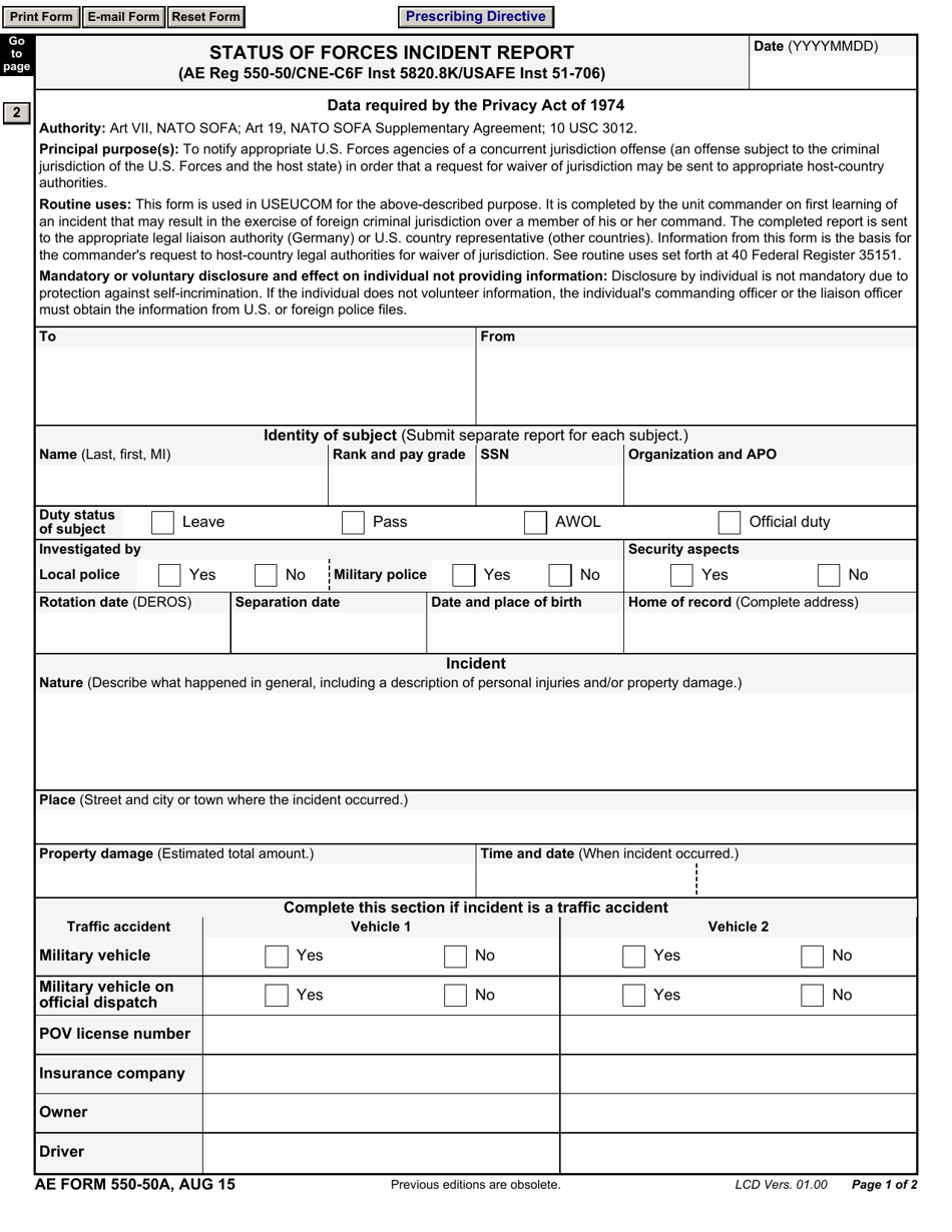 AE Form 550-50A - Fill Out, Sign Online and Download Fillable PDF ...