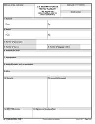 Document preview: AE Form 55-355K U.S. Military Forces Travel Warrant