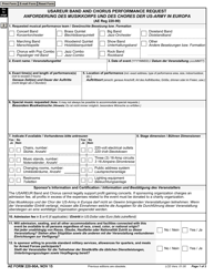 Document preview: AE Form 220-90A Usareur Band and Chorus Performance Request (English/German)